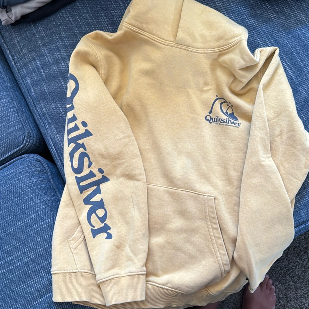 Quicksilver hoodie light mustard yellow youth size medium/12